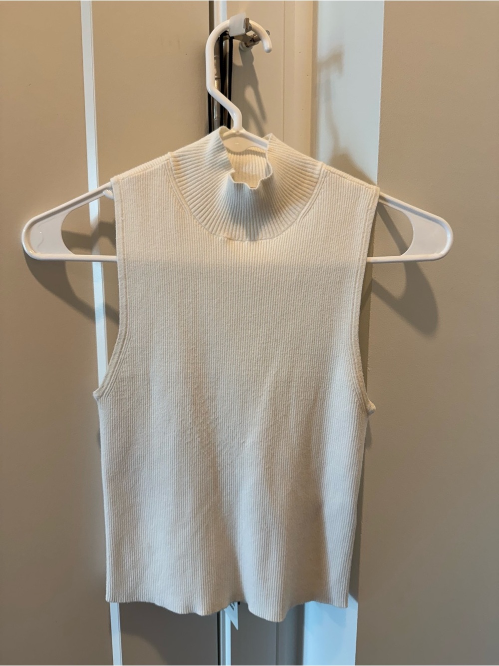 Madewell Ivory Sleeveless Mock Neck Knit Tank